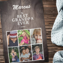 Best Grandpa Family Keepsakin Wood 6 Photo Collage