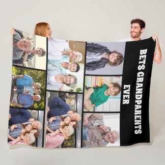 Best Grandparents Ever 8Photo Collage Chic Black Fleecefilt