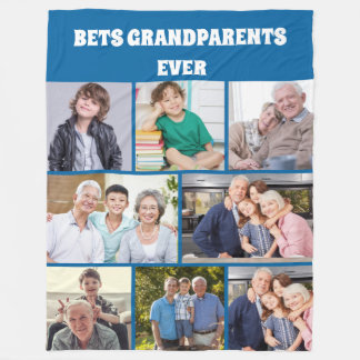 Best Grandparents Ever 8Photo Collage Chic Blue  Fleecefilt