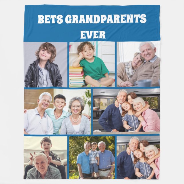 Best Grandparents Ever 8Photo Collage Chic Blue  Fleecefilt (Framsidan)