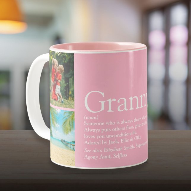 Best Granny Grandma Definition 4 Photo Collage Två-Tonad Mugg (Best Granny Grandma Definition 4 Photo Collage Two-Tone Coffee Mug)