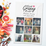 Best Granny någonsin Modern Grandma Photo Collage  Kökshandduk<br><div class="desc">Fira farmor med vårt bästa gräddaste någonsin moderna fotosamlingsläkte Namn Köksläktet! Den här snyggt designade kökshandduken har det vackra citatet "Best Granny någonsin" med en charmig shock rosa-ikon bredvid den. Under citatet anpassar du det med namn i barnbarn. Under citatet och namn, skapa en fantastisk 9-fotokollage av barnbarn, skapar den...</div>