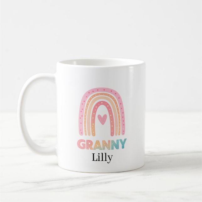 Best Granny Rainbow Mug Personalised, Gift For her Kaffemugg (Vänster)