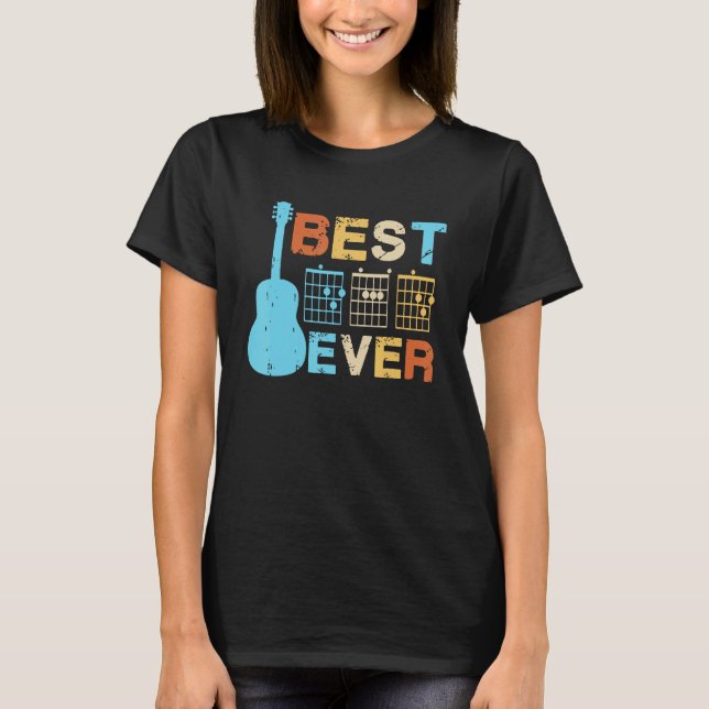Best Guitar Dad Ever Chords Best Dad Guitar  Guita T Shirt (Framsida)