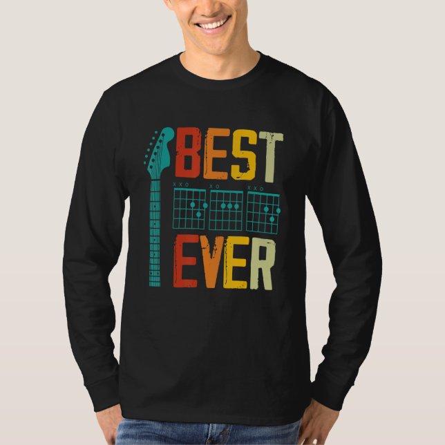 Best Guitar Dad Ever Chords Best Dad Guitar  Guita T Shirt (Framsida)