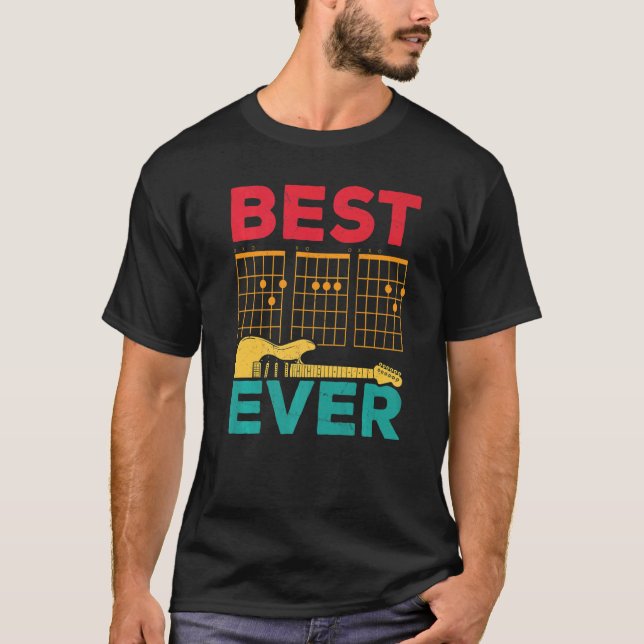 Best Guitar Dad Ever Musician Papa T Shirt (Framsida)