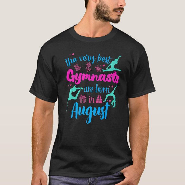 Best Gymnast Born August Födelsedagsfest Flip Jump T Shirt (Framsida)