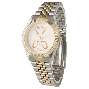 Best Hairdresser Guld Scissor Watch Salon Gift Armbandsur