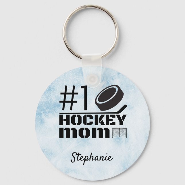 Best Hockey Mamma Keychain nummer ett blått is Nyckelring (Framsida)