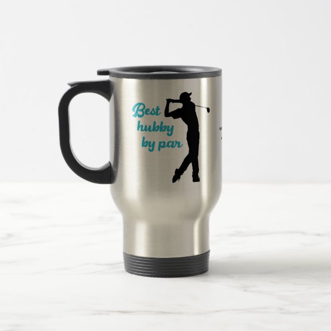 Best Hubby by Par Golfer Blue Black Silhouette Resemugg (Vänster)