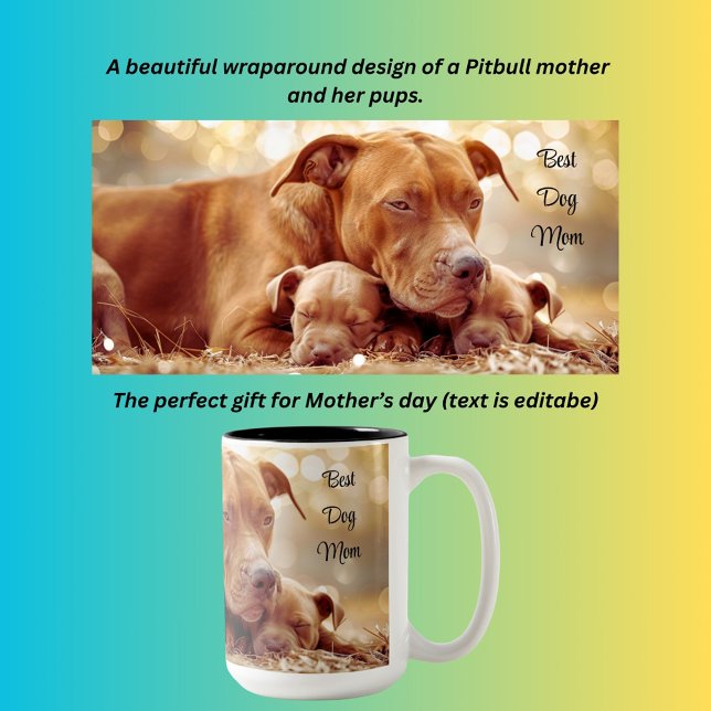Best hund mamma Pitbull Två-Tonad Mugg (Skapare uppladdad)