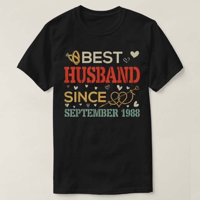 Best Husband Since September 1988 Wedding Married  T Shirt (Design framsida)