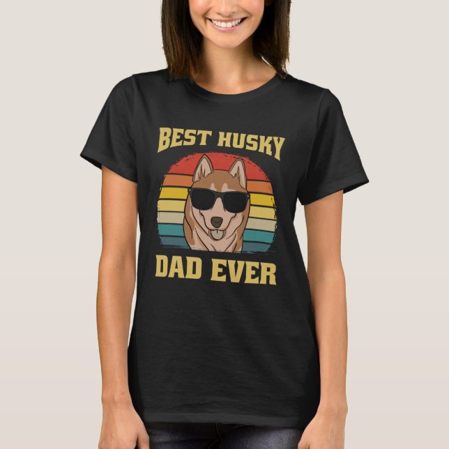 Best Husky Dog Dad Father Papa Ever Puppy  Retro T Shirt (Framsida)