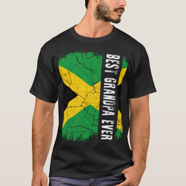 Best Jamaican Grandpa AldriJamaica Flagga T Shirt (Framsida)