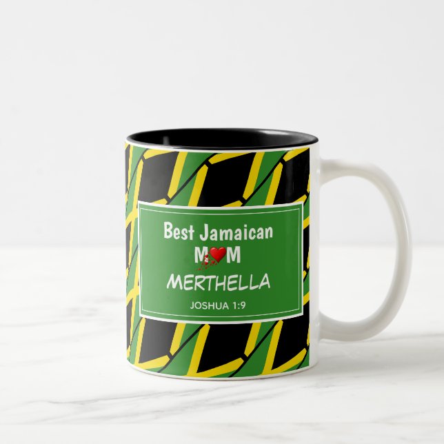 BEST JAMAICAN MAMMA Personlig Jamaica Flagga Två-Tonad Mugg (Höger)