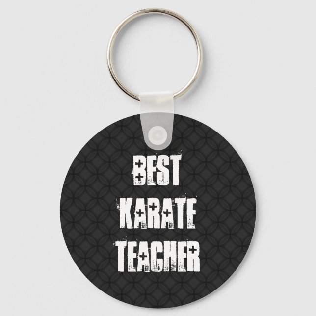 Best Karate Teacher Black and White Grunge Gift Nyckelring (Framsida)