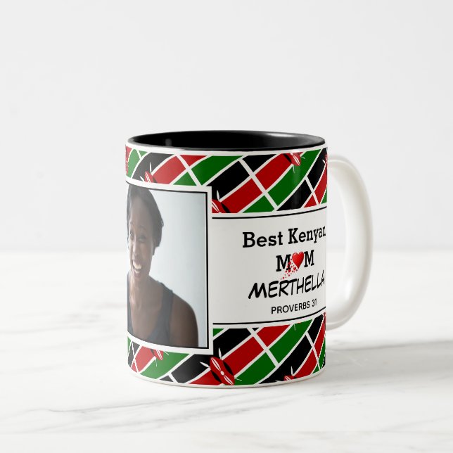 BEST KENYAN MAMMA Personlig KENYA FLAGGA Photo Två-Tonad Mugg (Framsida höger)