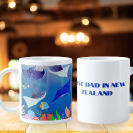 BEST KIWI NEW ZEALAND PAPPA PAPPOR MANTA RAY GIFT JUMBO MUGG