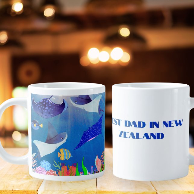 BEST KIWI NEW ZEALAND PAPPA PAPPOR MANTA RAY GIFT JUMBO MUGG (Skapare uppladdad)