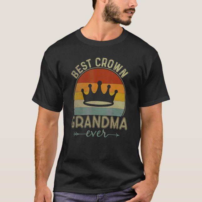 Best Krona Grandma All Retro Mors dag T Shirt (Framsida)