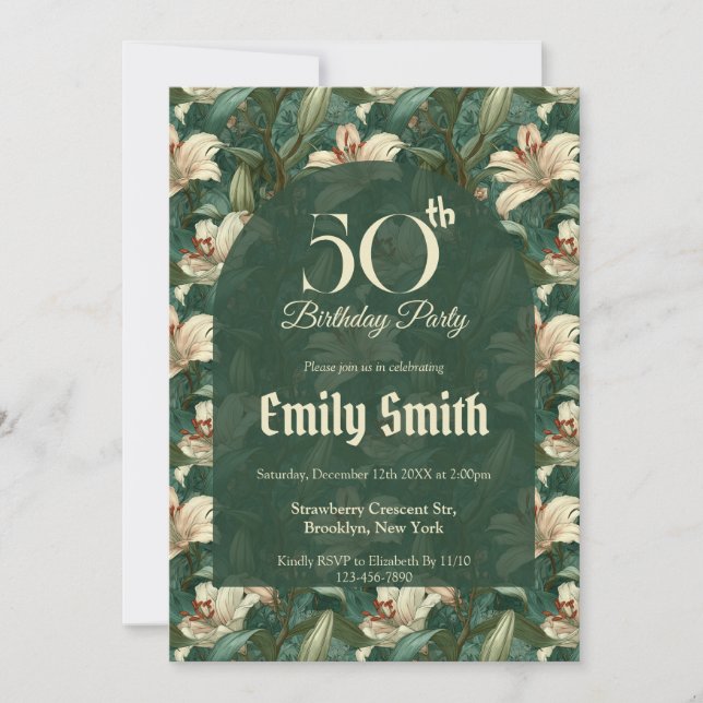 Best Lilies Accent Women Birthday Inbjudningar (Framsida)