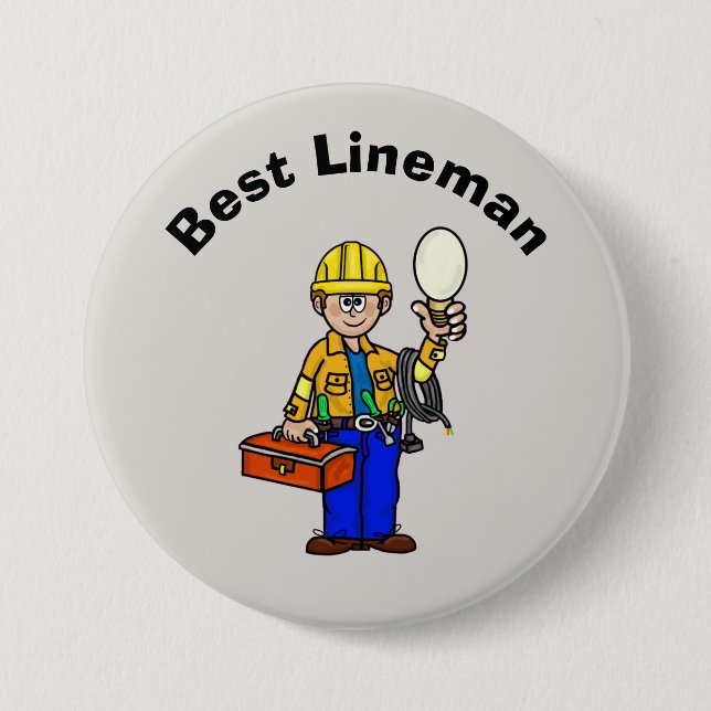 Best Lineman Button for White Male Knapp (Framsida)