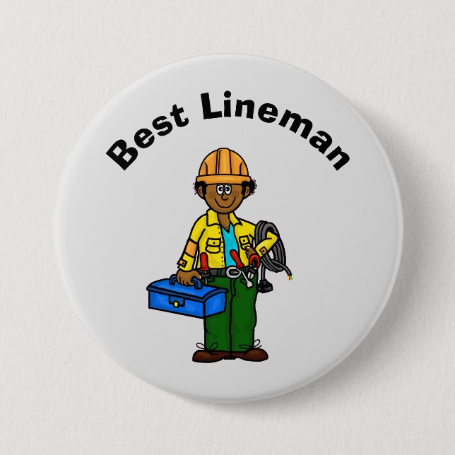 Best Lineman Button - Tannad man eller Black Afric Knapp (Framsida)