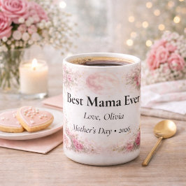 Best Mama Ever Personalized Floral Rose Mug Kaffemugg