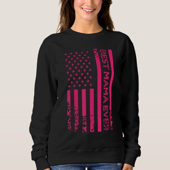 Best Mama Ever US Pink American Flag Mother s Day  T Shirt (Framsida)
