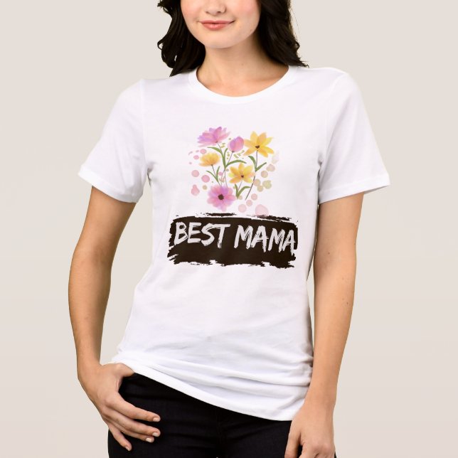 Best Mama Watercolour Flowers t shirt (Framsida)