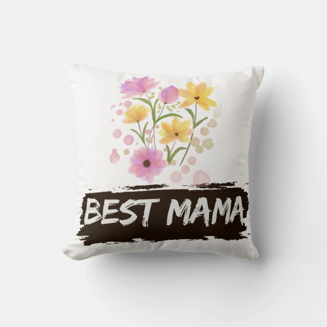 Best Mama Watercolour Flowers throw pillow Kudde (Framsida)
