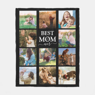Best Mamma All Family Photo Collage Black Fleecefilt