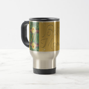 "Best Mamma" Blommigt Brass-like Monogram Mugg