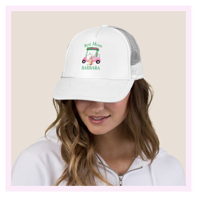 Best Mamma Charming Rosa Golf Cart Namn Monogram Keps (Skapare uppladdad)