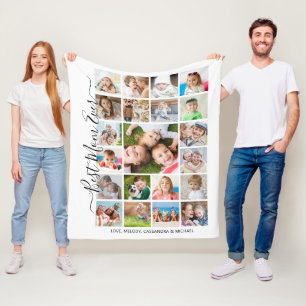 BEST MAMMA EVER 21 Photo Collage Script Keepsak Fleecefilt