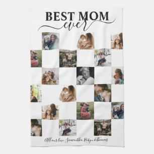 Best Mamma Keepsaké Black & White Insta Photo Kökshandduk