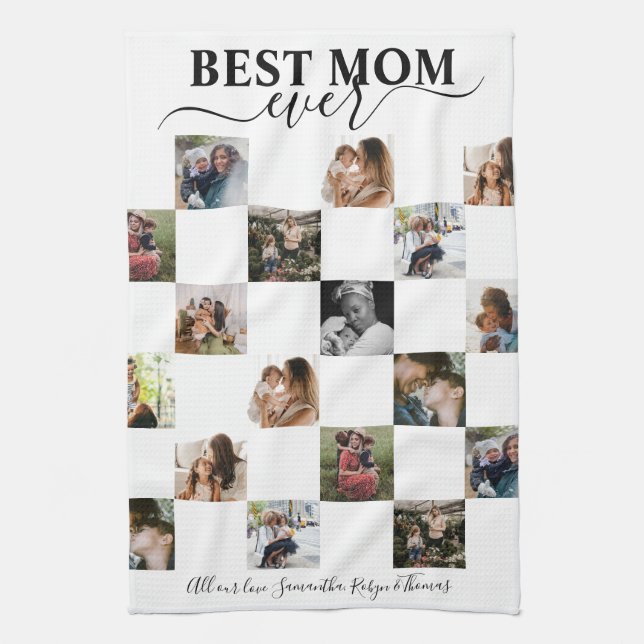 Best Mamma Keepsaké Black & White Insta Photo Kökshandduk (Vertikal)