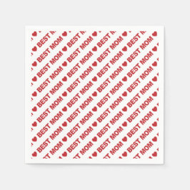 Best Mamma Mörk Red on White Pappersservett