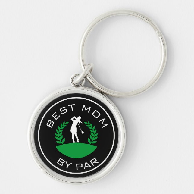 Best Mamma Mors dag Gift Golfing Golf  Rund Silverfärgad Nyckelring (Framsidan)