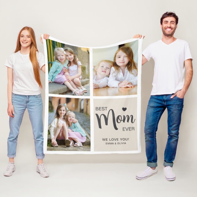 Best Mamma någonsin Photo Collage Tan Fleecefilt (På plats)