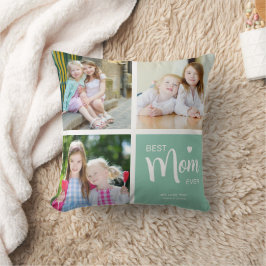 Best Mamma någonsin Photo Collage Teal Kudde