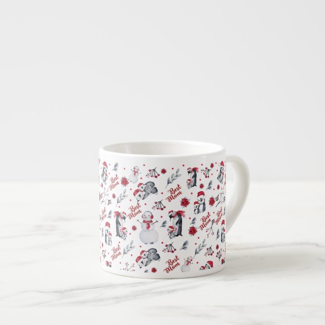 Best Mamma Penguin jul mönster Espressomugg (Framsida höger)