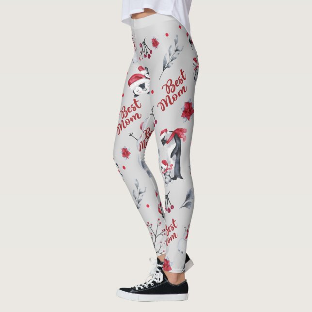 Best Mamma Penguin jul mönster Leggings (Vänster)
