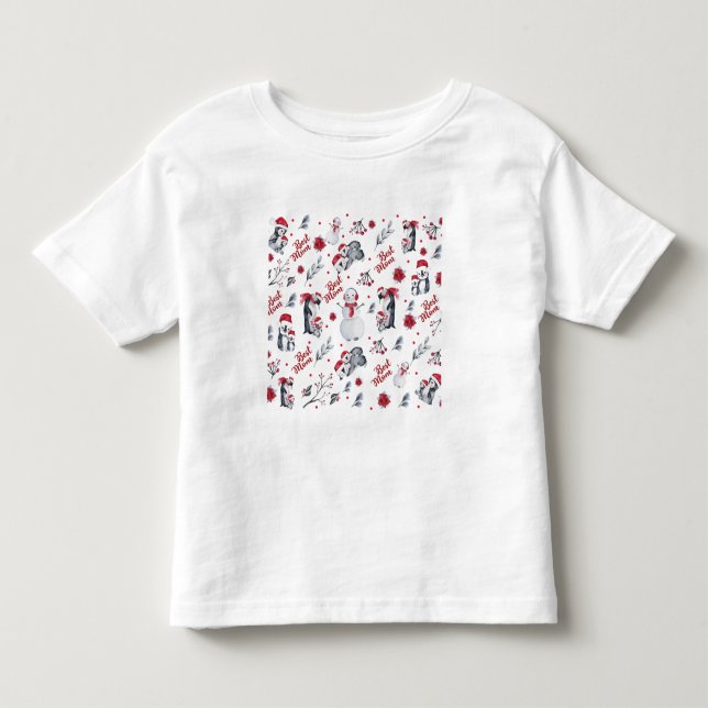 Best Mamma Penguin jul mönster T Shirt (Framsida)