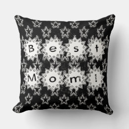 Best Mamma Stars i Neon White and Black Background Kudde