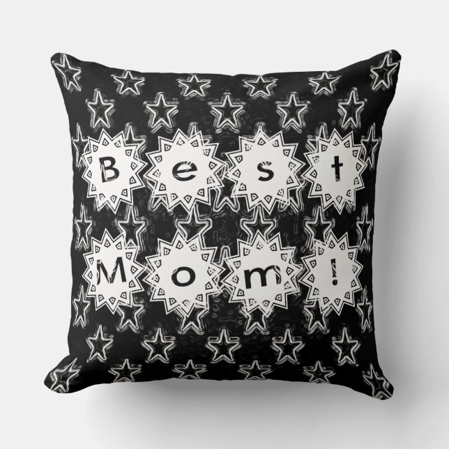 Best Mamma Stars i Neon White and Black Background Kudde (Framsida)