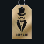 Best Man Black Tie Tuxedo Guld Presentetikett<br><div class="desc">Skapa din egen märkre för anpassningsbarnas gåva. Anpassa den här designen genom att markera länken "anpassa ytterligare" om du vill,  men varför inte behålla den enkel.</div>
