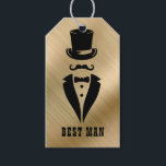 Best Man Black Tie Tuxedo Guld Presentetikett<br><div class="desc">Skapa din egen märkre för anpassningsbarnas gåva. Anpassa den här designen genom att markera länken "anpassa ytterligare" om du vill,  men varför inte behålla den enkel.</div>