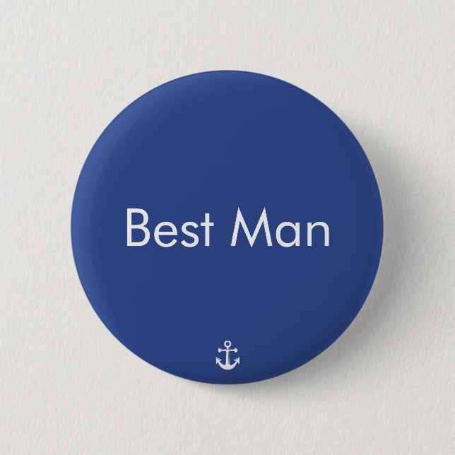 Best Man Blue Nautical Wedons Buttons Knapp (Framsida)