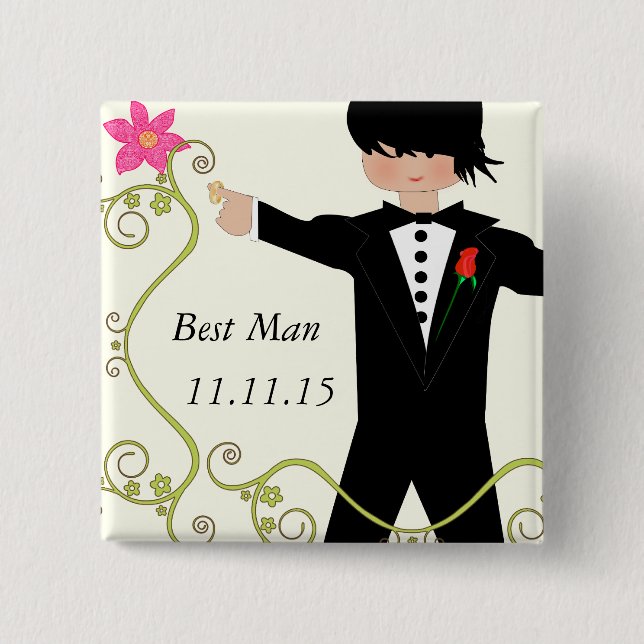 Best Man Bow Tie Bröllop Badges Knapp (Framsida)